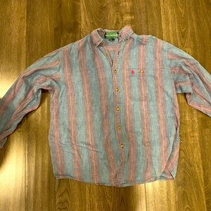 Knights of the Round Table Vintage Striped Casual Button Up